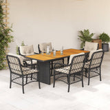 vidaXL 7-delige Tuinset met kussens poly rattan zwart