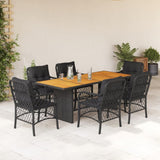 vidaXL 7-delige Tuinset met kussens poly rattan zwart
