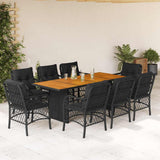 vidaXL 7-delige Tuinset met kussens poly rattan zwart