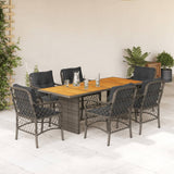 vidaXL 7-delige Tuinset met kussens poly rattan zwart