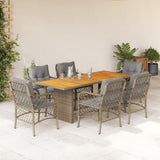 vidaXL 7-delige Tuinset met kussens poly rattan zwart