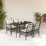 vidaXL 3-delige Bistroset met kussens poly rattan zwart