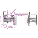 vidaXL 3-delige Bistroset met kussens poly rattan zwart
