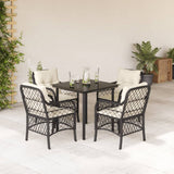 vidaXL 3-delige Bistroset met kussens poly rattan zwart