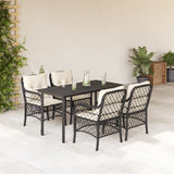 vidaXL 3-delige Bistroset met kussens poly rattan zwart