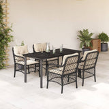vidaXL 3-delige Bistroset met kussens poly rattan zwart