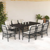 vidaXL 3-delige Bistroset met kussens poly rattan zwart