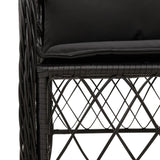 vidaXL 3-delige Bistroset met kussens poly rattan zwart