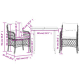 vidaXL 3-delige Bistroset met kussens poly rattan zwart