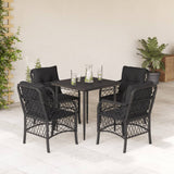 vidaXL 3-delige Bistroset met kussens poly rattan zwart