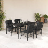 vidaXL 3-delige Bistroset met kussens poly rattan zwart