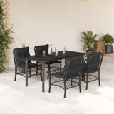 vidaXL 3-delige Bistroset met kussens poly rattan zwart
