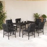 vidaXL 3-delige Bistroset met kussens poly rattan zwart