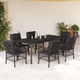 vidaXL 3-delige Bistroset met kussens poly rattan zwart