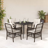 vidaXL 3-delige Bistroset met kussens poly rattan bruin