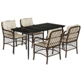 vidaXL 3-delige Bistroset met kussens poly rattan bruin