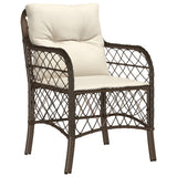 vidaXL 3-delige Bistroset met kussens poly rattan bruin