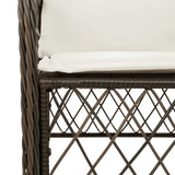 vidaXL 3-delige Bistroset met kussens poly rattan bruin