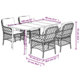 vidaXL 3-delige Bistroset met kussens poly rattan bruin