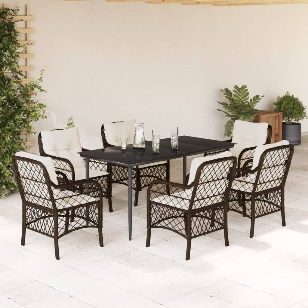 vidaXL 3-delige Bistroset met kussens poly rattan bruin