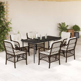 vidaXL 3-delige Bistroset met kussens poly rattan bruin