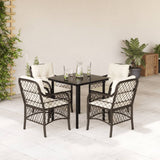 vidaXL 3-delige Bistroset met kussens poly rattan bruin