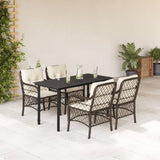 vidaXL 3-delige Bistroset met kussens poly rattan bruin