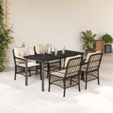 vidaXL 3-delige Bistroset met kussens poly rattan bruin