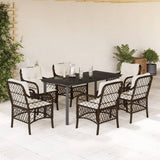 vidaXL 3-delige Bistroset met kussens poly rattan bruin