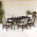 vidaXL 3-delige Bistroset met kussens poly rattan bruin
