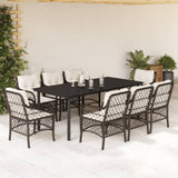 vidaXL 3-delige Bistroset met kussens poly rattan bruin