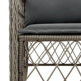 vidaXL 3-delige Bistroset met kussens poly rattan grijs