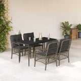 vidaXL 3-delige Bistroset met kussens poly rattan grijs