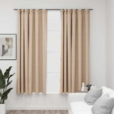 vidaXL Linen-Look Blackout Curtains with Hooks 2 pcs 140x175 cm Black
