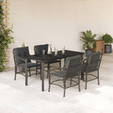 vidaXL 3-delige Bistroset met kussens poly rattan grijs