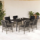 vidaXL 3-delige Bistroset met kussens poly rattan grijs
