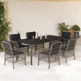 vidaXL 3-delige Bistroset met kussens poly rattan grijs
