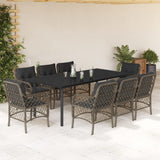 vidaXL 3-delige Bistroset met kussens poly rattan grijs
