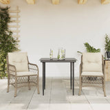 vidaXL 3-Piece Bistro Set with Cushions Poly Rattan Beige