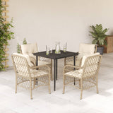 vidaXL 3-Piece Bistro Set with Cushions Poly Rattan Beige