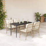 vidaXL 3-Piece Bistro Set with Cushions Poly Rattan Beige