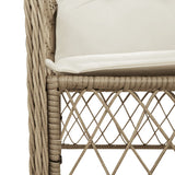 vidaXL 3-Piece Bistro Set with Cushions Poly Rattan Beige