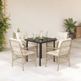 vidaXL 3-Piece Bistro Set with Cushions Poly Rattan Beige