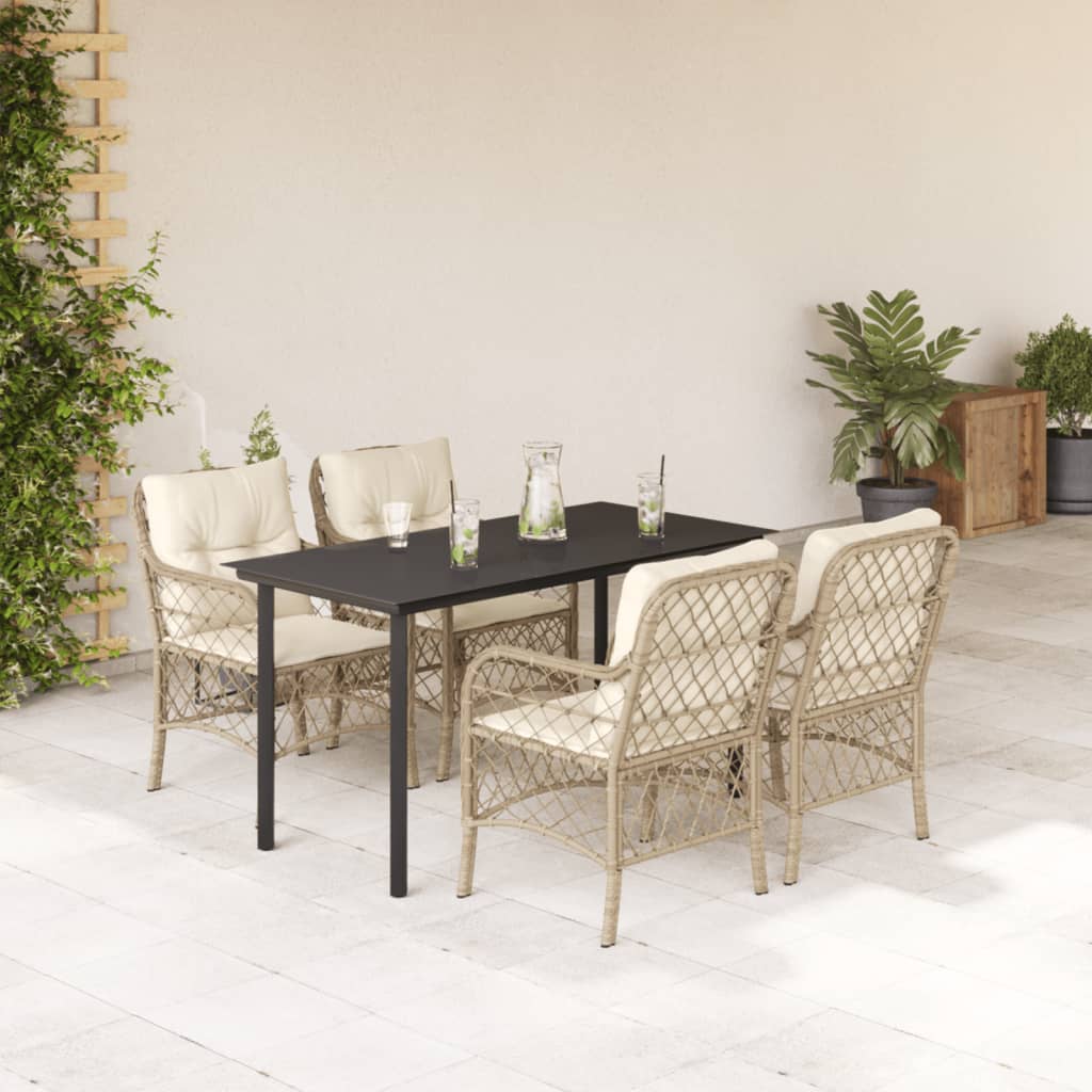 vidaXL 3-Piece Bistro Set with Cushions Poly Rattan Beige