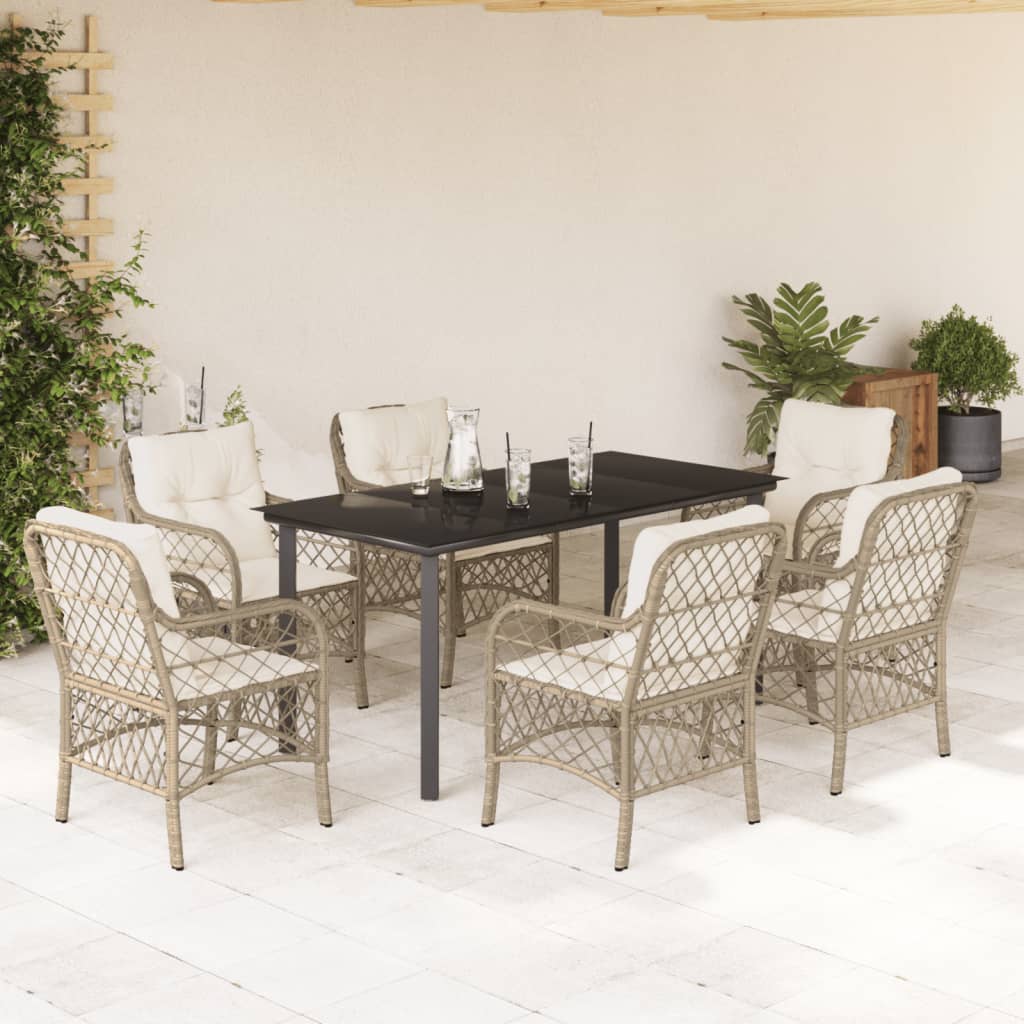 vidaXL 3-Piece Bistro Set with Cushions Poly Rattan Beige