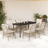 vidaXL 3-Piece Bistro Set with Cushions Poly Rattan Beige