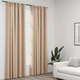 vidaXL Linen-Look Blackout Curtains with Hooks 2 pcs 140x175 cm Black