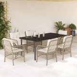 vidaXL 3-Piece Bistro Set with Cushions Poly Rattan Beige