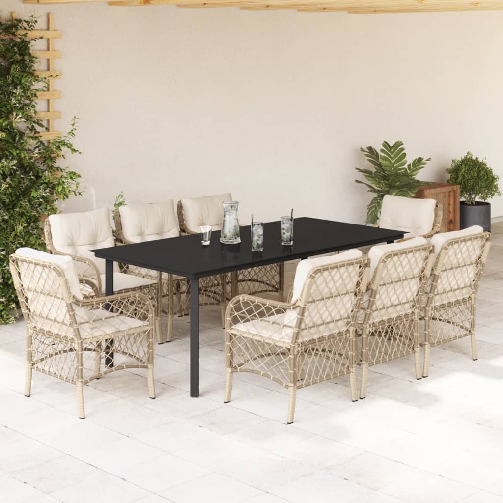vidaXL 3-Piece Bistro Set with Cushions Poly Rattan Beige