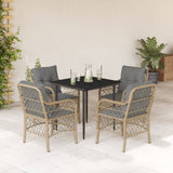vidaXL 3-delige Bistroset met kussens poly rattan gemengd beige
